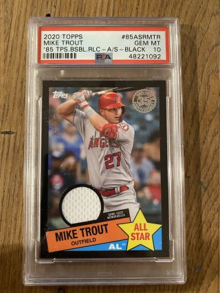 Mike Trout 2020 Topps Series 2 1985 All - Star Jersey Relic Black Sp/199 Psa 10