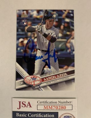 Aaron Judge Signed 2017 Topps Update Baseball Card Yankees Rc Rookie Auto Jsa