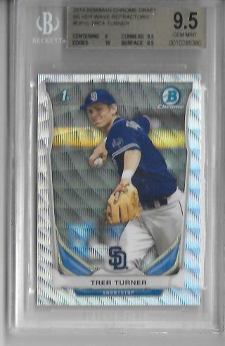 Bgs 9.  5 Trea Turner 2014 Bowman Chrome Silver Wave Refractor Rc /25 Nationals