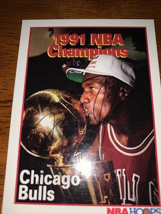 Michael Jordan Hand Signed Autographed Chicago Bulls Basketball Card W/ 2