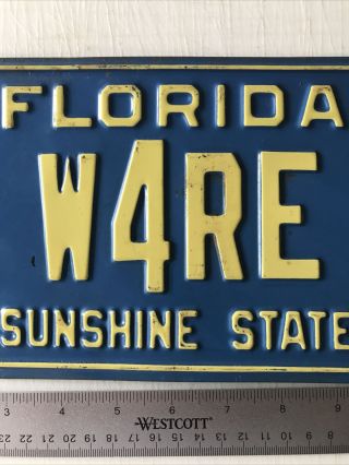 Vintage 1960 Florida HAM Radio License Plate Tag W4RE Sunshine State 3