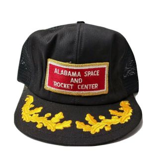 Vintage Alabama Space Rocket Center Big Patch Snapback Hat Black Gold K Brand