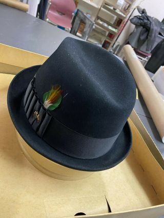 Vintage Charcoal Gray Champ Kasmir Finish Fedora Hat,  Size 7 ⅜,  W/box