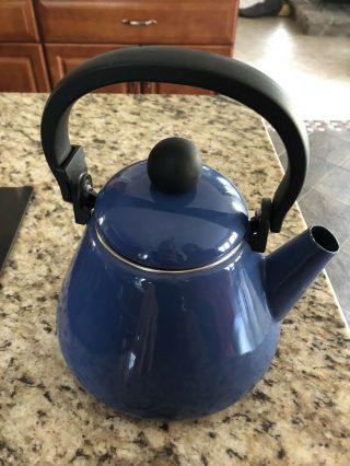 Le Creuset 1.  7l Blue Classic Tea/water Kettle Teapot Vintage Patent Pending Euc