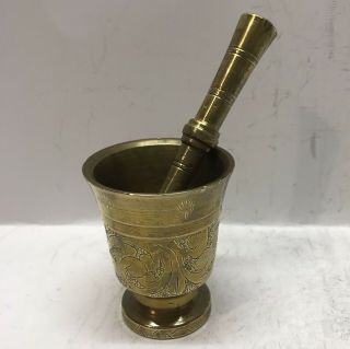 Mortar And Pestle Vintage Brass (b628)