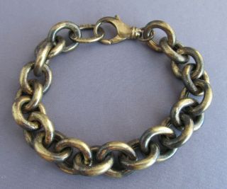 Vintage Itaor Italy Vermeil Sterling Chunky Cable Ring Link Charm Bracelet 26g