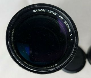 Canon Lens Fd 200mm 1:4 Fixed Made In Japan Vintage