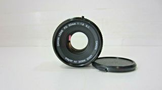 Vintage Canon Lens Fd 50mm 1:1.  8 S.  C.  F/1.  8 Sc - W/front Lens Cap