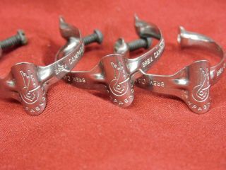 3 Vintage Campagnolo 649 Stainless Steel Top Tube Brake Cable Guide Clamps