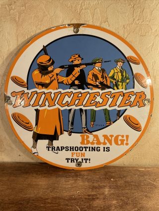37 Vintage Style  Winchester  Porcelain Gas & Oil Sign 12 Inch