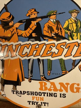 37 VINTAGE STYLE  WINCHESTER  PORCELAIN GAS & OIL SIGN 12 INCH 3