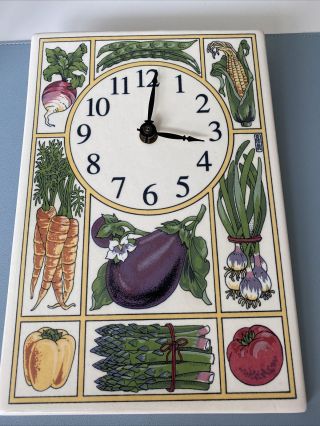 Vintage Santa Barbara Ceramic Design Fruit Flower Wall Tile Clock Sbcd 92 Ss