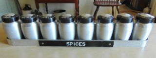 Vintage 1950s Mid - Century Kromex Spice Set W/ Display Rack