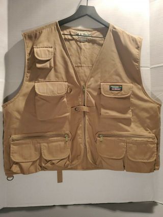 Vtg Ll Bean Fly Fishing Vest Mens X - Large Khaki Camping - 21 Pockets