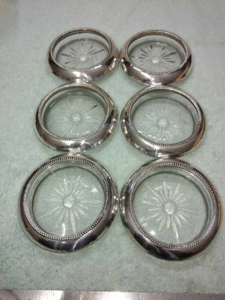 (6) Vintage Frank M.  Whiting & Co.  Sterling Silver Band Coasters 04 Pat Pending