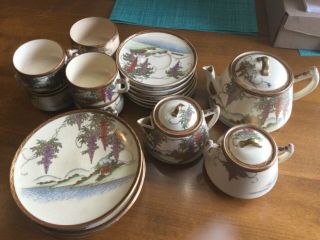24 Piece Vintage Japanese Ceramic Tea Set With Six Cups/saucers/plates