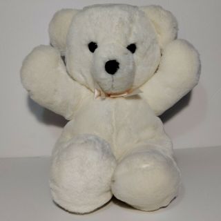 Vintage 1979 Dakin Cuddles Teddy Bear White Plush Stuffed Animal Pink Bow 15 "