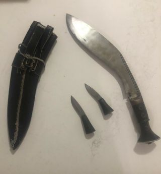 Vintage Kukri Knife 11” Blade Complete Set With Karda,  Chakmak And Sheath