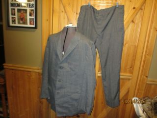 Vtg 60s House Of Worsted Tex 3 Button Gray Glen Plaid 2 Pc Suit 46 R 42x31