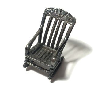 Vintage Miniature Sterling Silver Rocking Chair Doll House 925 Tiny
