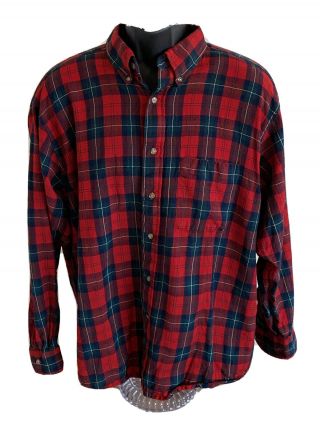 Vtg Pendleton Red Tartan Plaid 100 Virgin Wool Men’s Size Xl Button Shirt