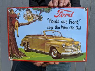 Vintage Old Ford Motor Company Dealership Porcelain Advertising Sign Gas Oil