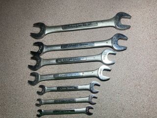 Vtg Craftsman - V - & - Vv - Series Metric Double Open End Wrench Mixed Set Of 7 Usa