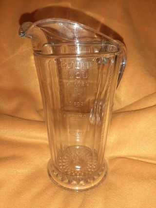 Vintage Depression Era Glass Measuring Pitcher 1 quart 8.  5 
