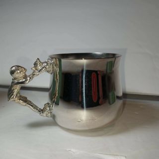 Vintage Lunt W500 Disney Silver Plate Winnie The Pooh Christopher Robin Baby Cup