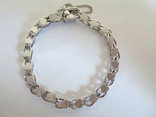 Vintage Sterling Silver Heart Link Starter Charm Bracelet 7 1/2 "