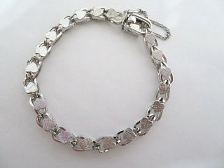 Vintage Sterling Silver Heart Link Starter Charm Bracelet 7 1/2 