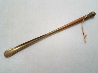 Vintage Brass & Wood 22.  5 " Shoe Horn
