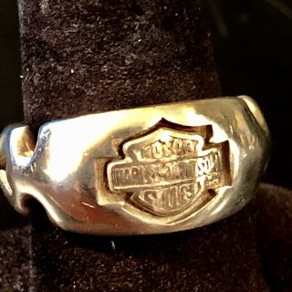 Vintage Authentic Harley Davidson Ring - Sterling Silver,  Bar And Shield Size 10