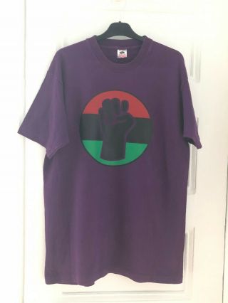 Vtg BLACK POWER Single Stitch Purple T - Shirt XL 90s Cross Colours Hip Hop 2