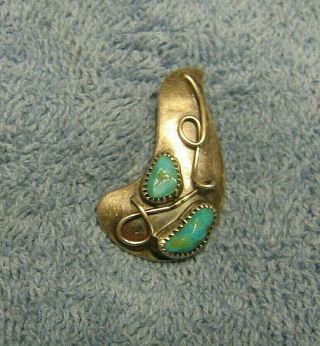 Vintage Turquoise Pendant Sterling Silver Native American Navajo Artisan Signed