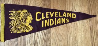 Vintage Cleveland Indians Baseball Felt Pennant Damage