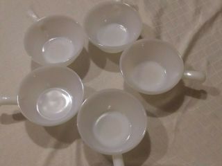 Set Of 5 Vintage " Fire - King " White Milk Glass Beehive Ribbed Soup Bowls Exc