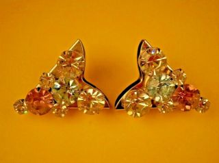 Vintage Made In Usa Western Cowboy Cowgirl Rhinestone Collar Tips/points,  Rare