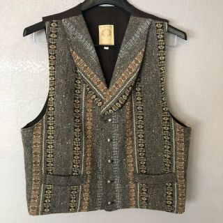 Vintage Wah Maker Arizona Southwestern Striped Vest Men’s Size Medium Woven Wool
