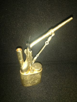 Vintage Chinese Metal Poppy Opium Tobacco Smoking Pipe Set