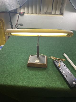Vintage Mid Century Panasonic Gooseneck Wood Desk Lamp Fs - 558e Great