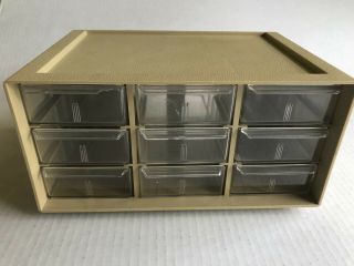 Vintage Akro - Mils Storage Bin Organizer 9 Clear Drawers Plastic Model 10 - 109