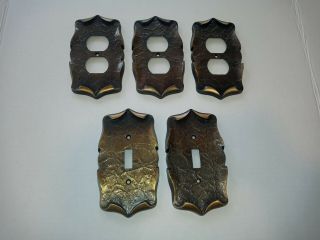5 Pc Vintage Amerock Carriage House Metal Light Switch & Receptacle Cover Plate