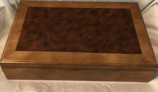 Vintage Mele Men’s Wood Jewelry Box With Organizer And Mirror
