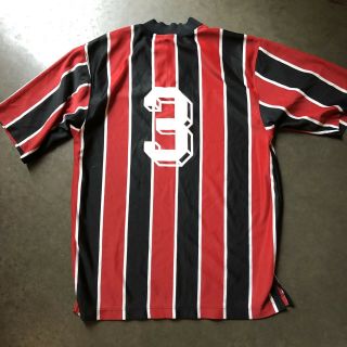 Men ' s Vintage 90 ' s Nike Team Red Black White Striped Soccer Jersey 3 Sz M VTG 3