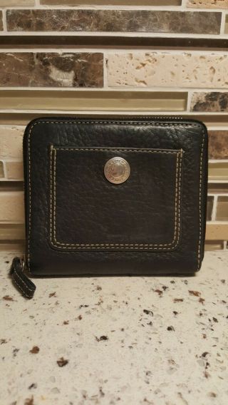 Coach Vintage Black Pebble Leather Small Zip Around Wallet