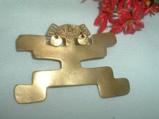 Vintage Gold Plated Pre - Columbian Colombia Fertility Pin Pendant In Gift Box