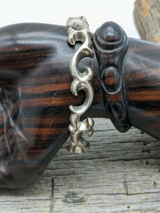 Vintage Pawn Navajo Native American Sandcast Sterling Silver Cuff Bracelet (2)