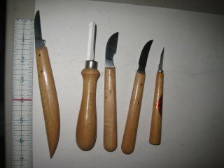 5 Vintage Bracht Wood Carving Chisel Set Knives Germany