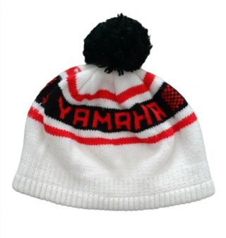 Vintage 1970s Yamaha Snowmobiles Knit Pom Poof Beanie Hat Knit One Size Unisex